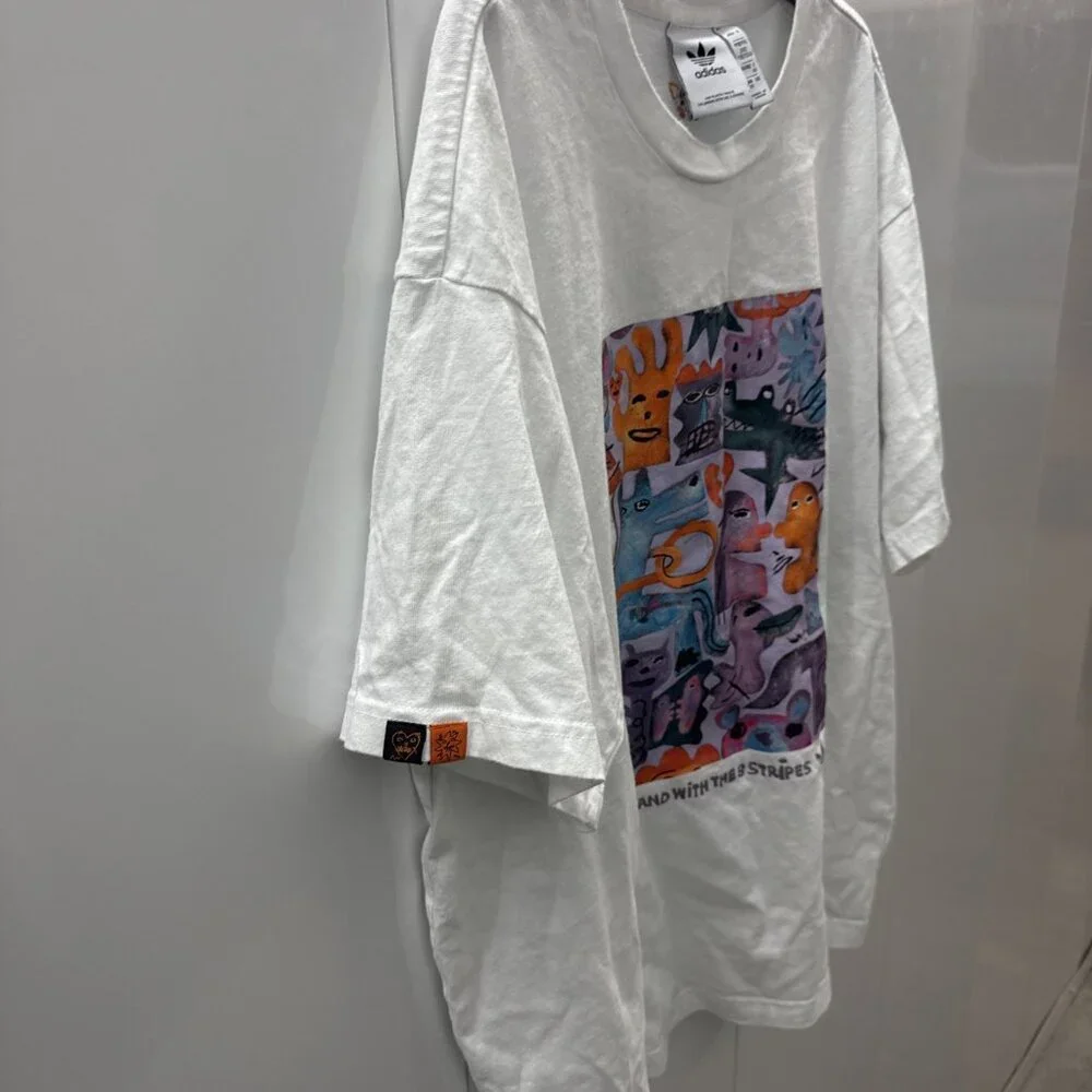 Adidas Originals Men's Cartoon Print‎ T Shirt XL Embroidered Trefoil
